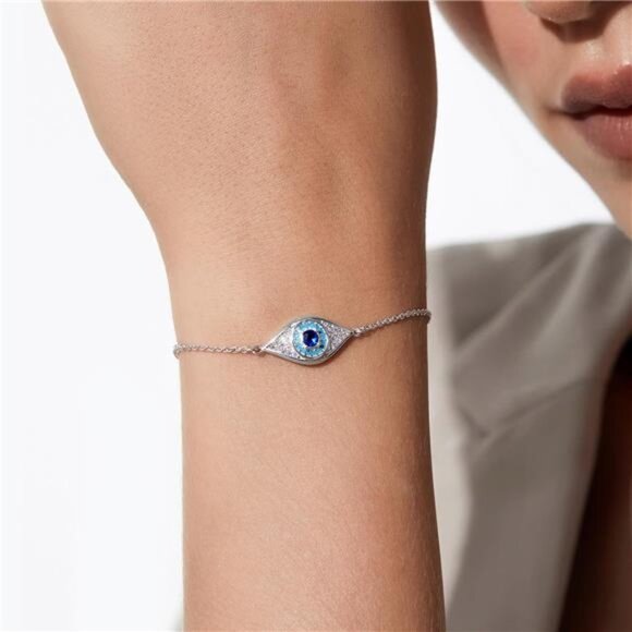 Evil Eye Bracelet | Turquoise & Zirconia Protection Charm - Picture 3 of 3